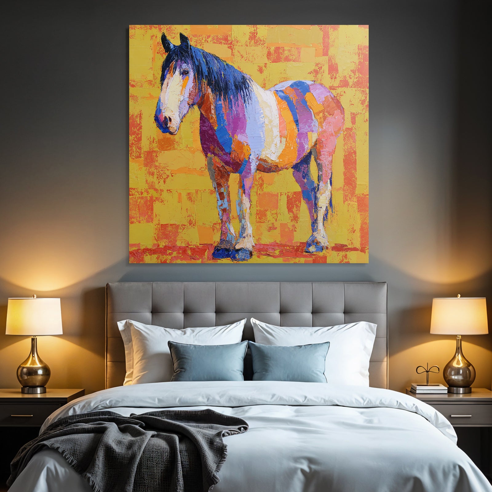 Buntes Pferd Auf Gelbem Hintergrund
