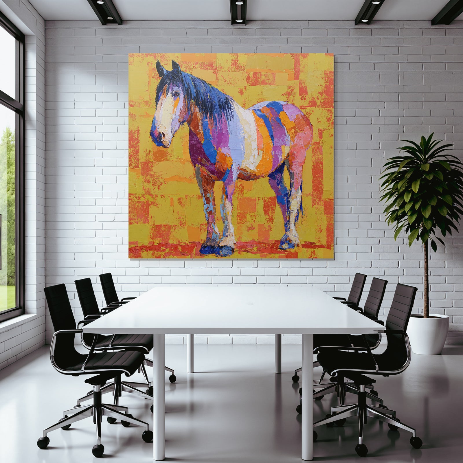Buntes Pferd Auf Gelbem Hintergrund
