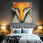 Kunstvolle Fuchs Darstellung Mit Lebendigen Farben Und Ausdrucksstarken Linien