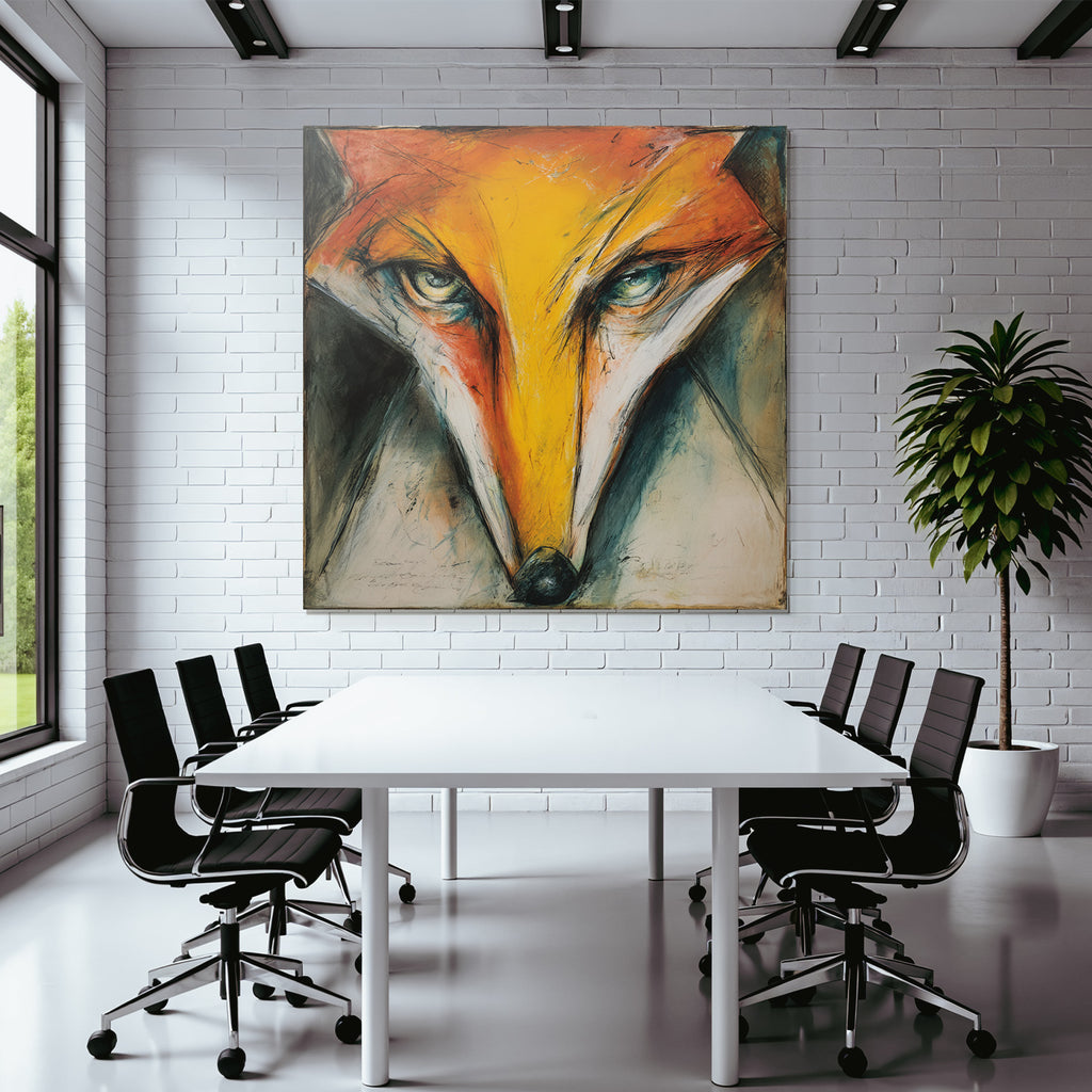 Kunstvolle Fuchs Darstellung Mit Lebendigen Farben Und Ausdrucksstarken Linien