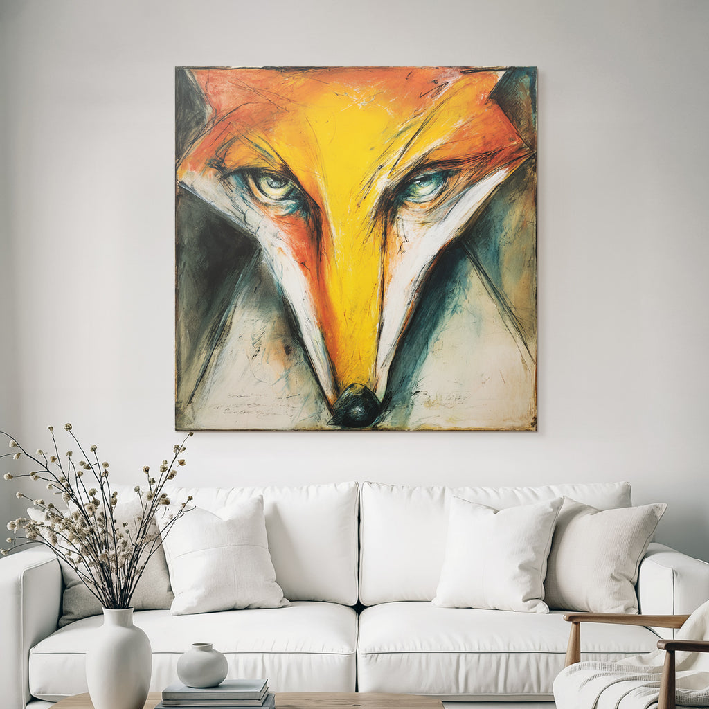 Kunstvolle Fuchs Darstellung Mit Lebendigen Farben Und Ausdrucksstarken Linien