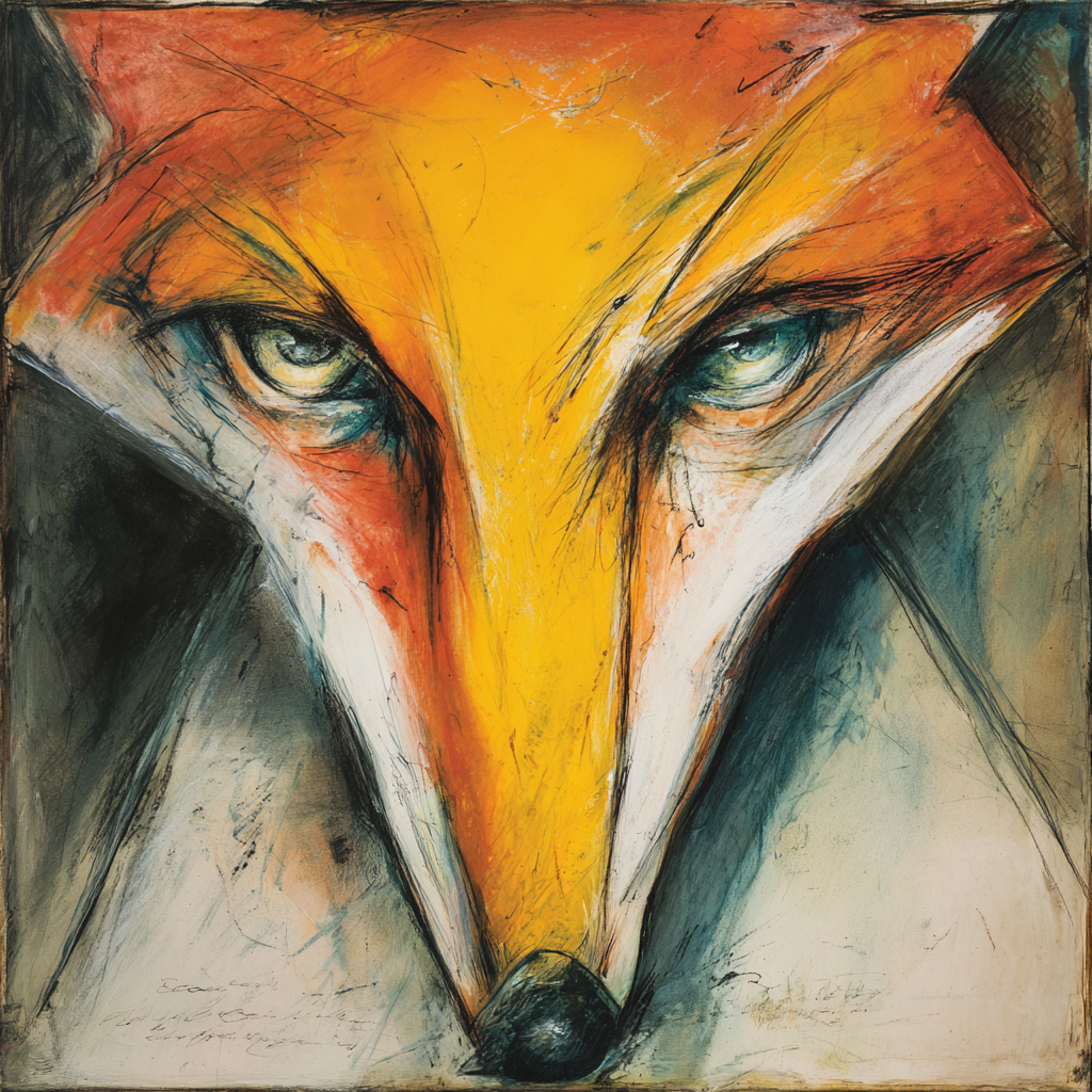 Kunstvolle Fuchs Darstellung Mit Lebendigen Farben Und Ausdrucksstarken Linien | Expressionismus | Stilrichtungen