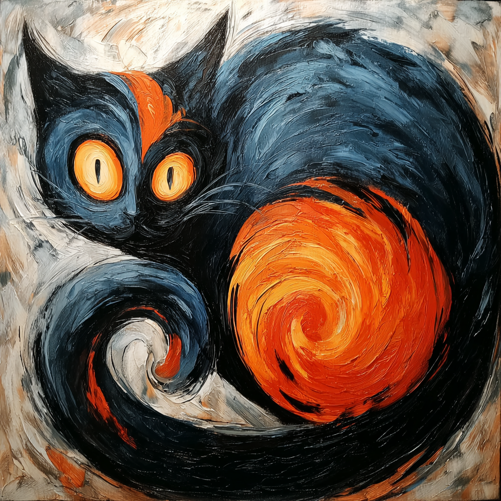 Lebendige Bunte Katze Im Impasto Stil | Expressionismus | Stilrichtungen