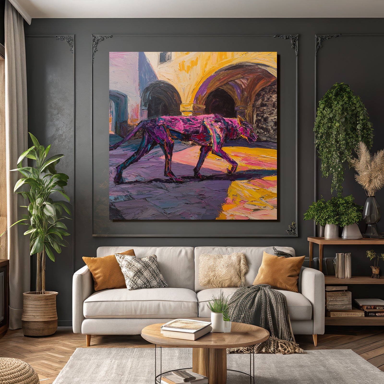 Lebendiger Hund In Expressiver Abstrakter Kunstszene