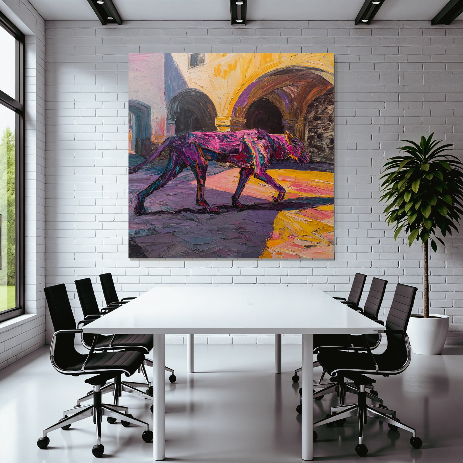 Lebendiger Hund In Expressiver Abstrakter Kunstszene