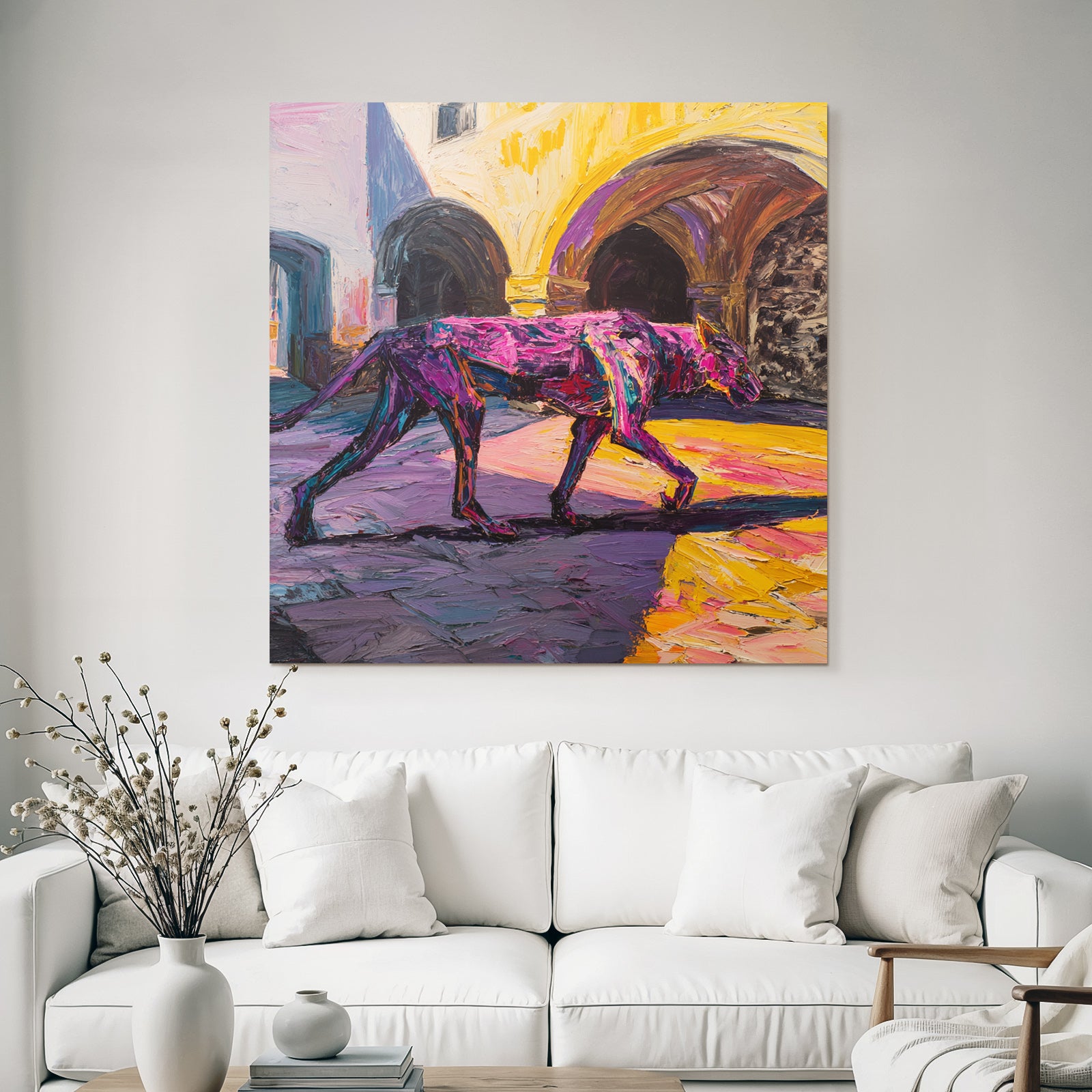 Lebendiger Hund In Expressiver Abstrakter Kunstszene