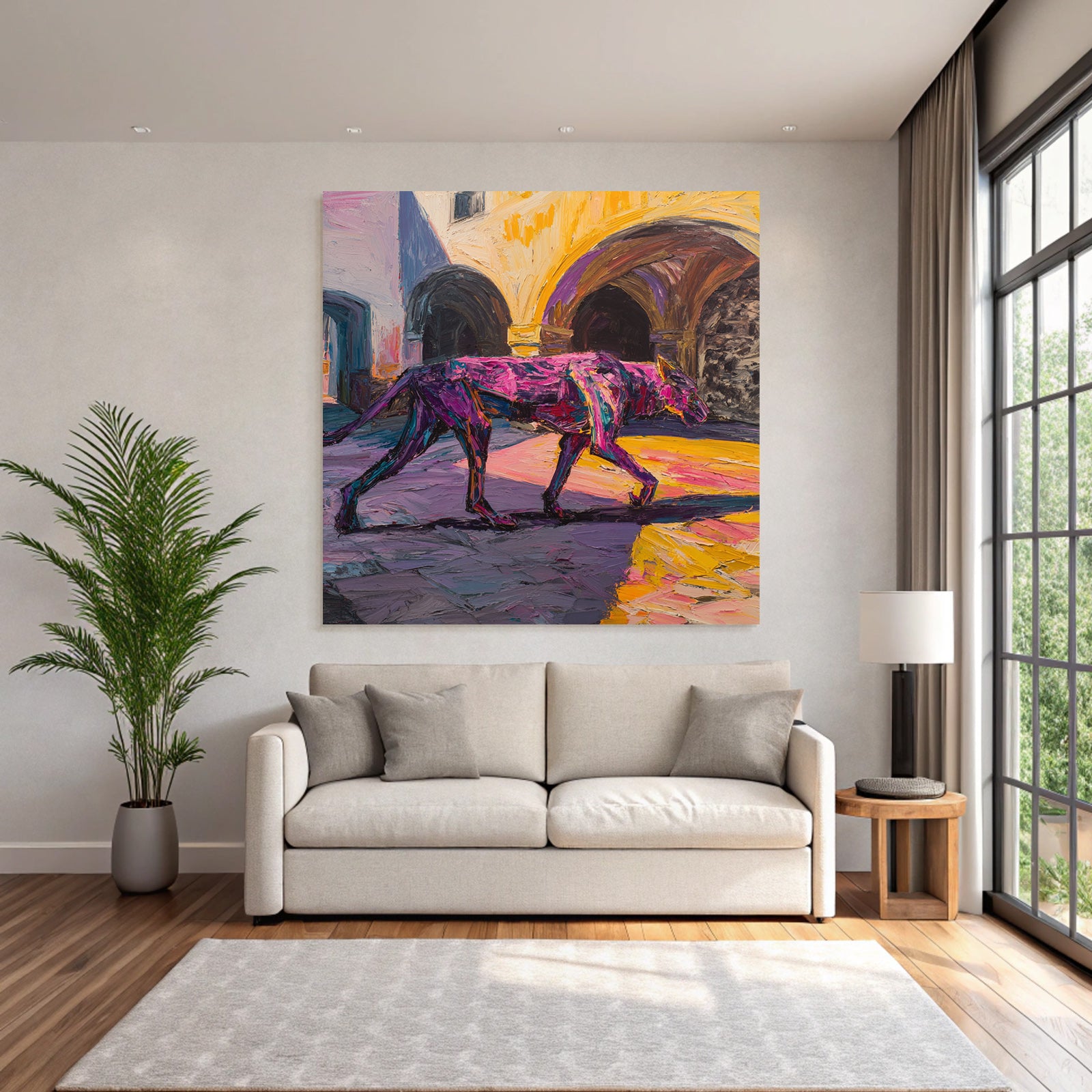 Lebendiger Hund In Expressiver Abstrakter Kunstszene