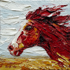 Rotes Pferd Impasto Malerei Vor Himmel Und Landschaft | Expressionismus | Stilrichtungen