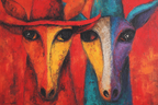 Abstrakte Kunst Mit Stilisierten Kühen In Leuchtenden Farben | Expressionismus | Stilrichtungen