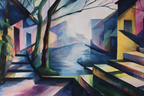 Abstrakte Landschaft Mit Gebaeuden Stufen Und Wasser | Expressionismus | Stilrichtungen
