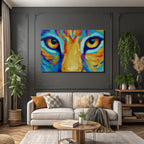 Abstraktes Tigerportrait Bunte Pinselstriche Augenfokus