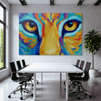 Abstraktes Tigerportrait Bunte Pinselstriche Augenfokus