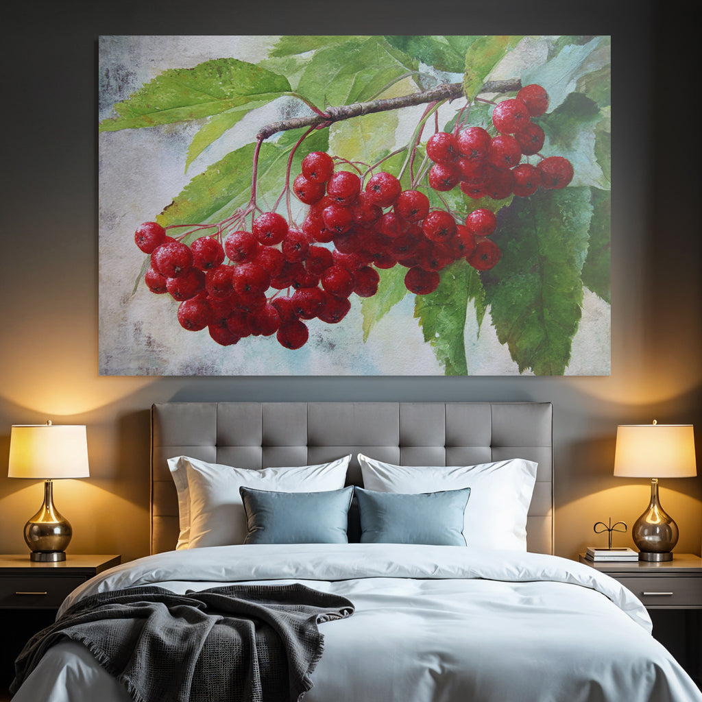 Aquarell Rote Beeren Und Grüne Blätter