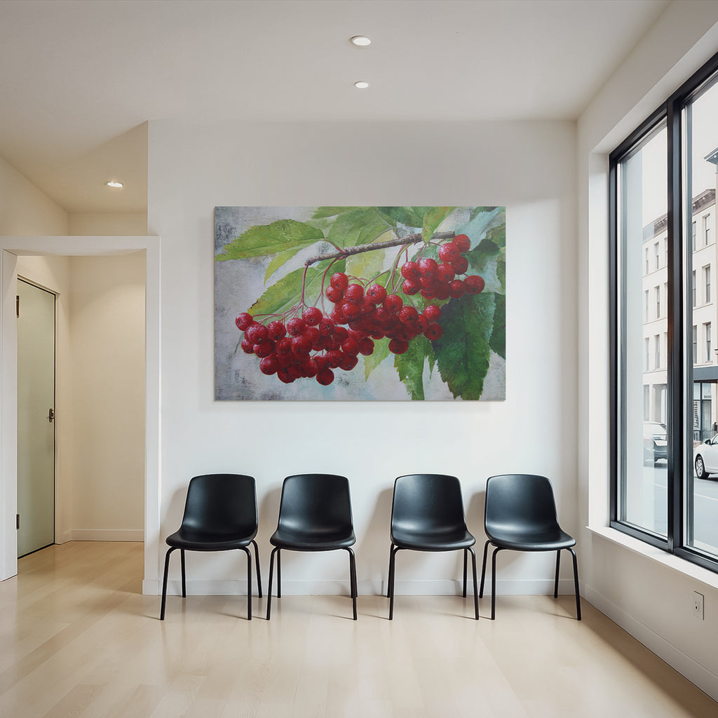 Aquarell Rote Beeren Und Grüne Blätter