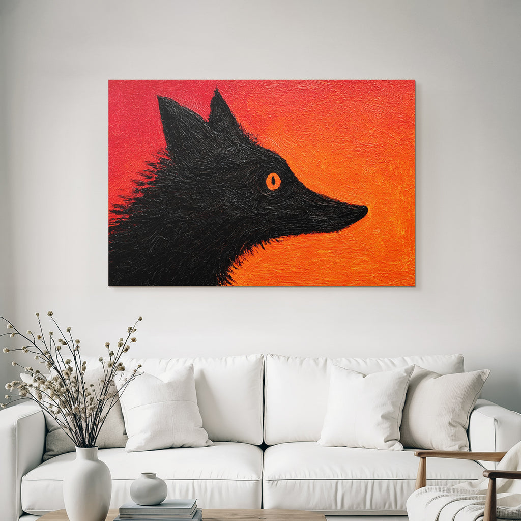 Roter Orange Hintergrund Mit Wolfsilhoütte