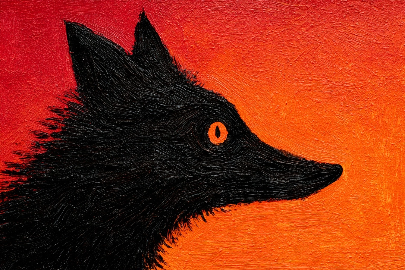 Roter Orange Hintergrund Mit Wolfsilhoütte | Expressionismus | Stilrichtungen