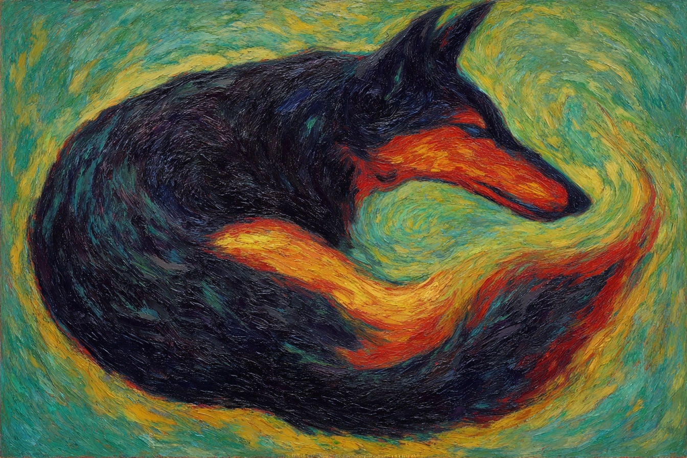 Stilisierter Fuchs In Bunten Impressionistischen Wirbelmustern | Expressionismus | Stilrichtungen
