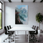 Fantastisch Surreal Berglandschaft Mit Balkon An Der Felsklippe