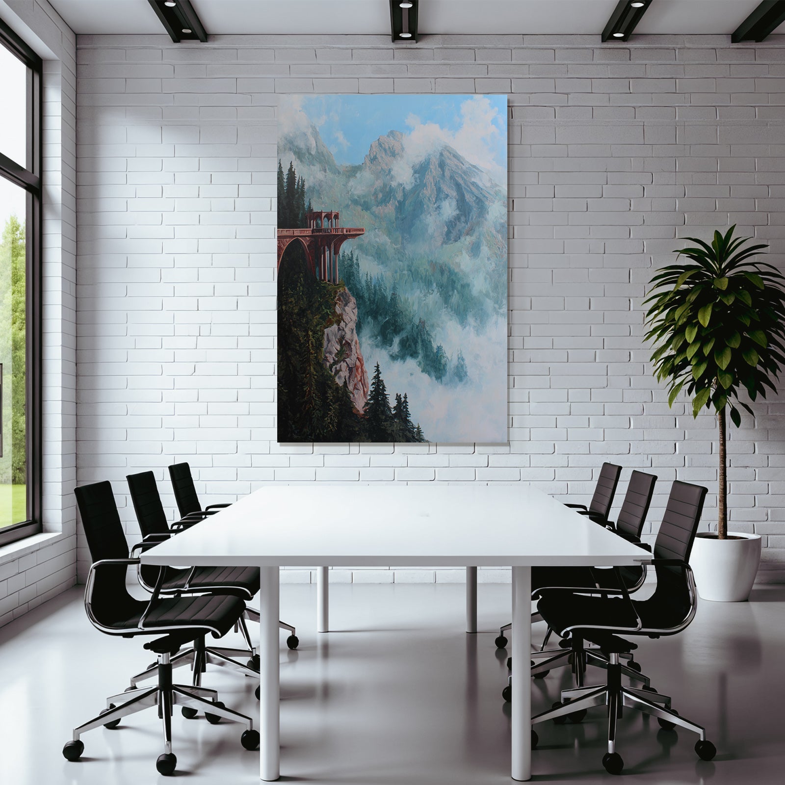 Fantastisch Surreal Berglandschaft Mit Balkon An Der Felsklippe