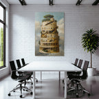 Fantastisch Surreal Fantastische Turmspirale Mit Architektur Und Grüner Bepflanzung