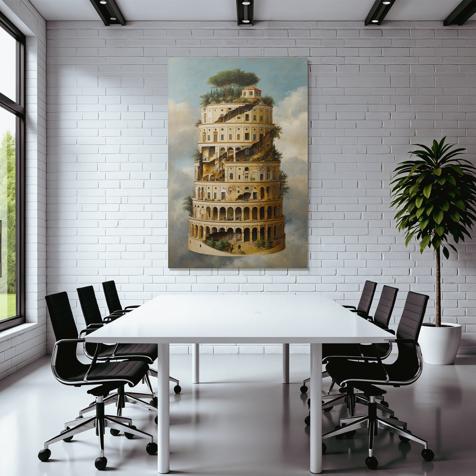 Fantastisch Surreal Fantastische Turmspirale Mit Architektur Und Grüner Bepflanzung