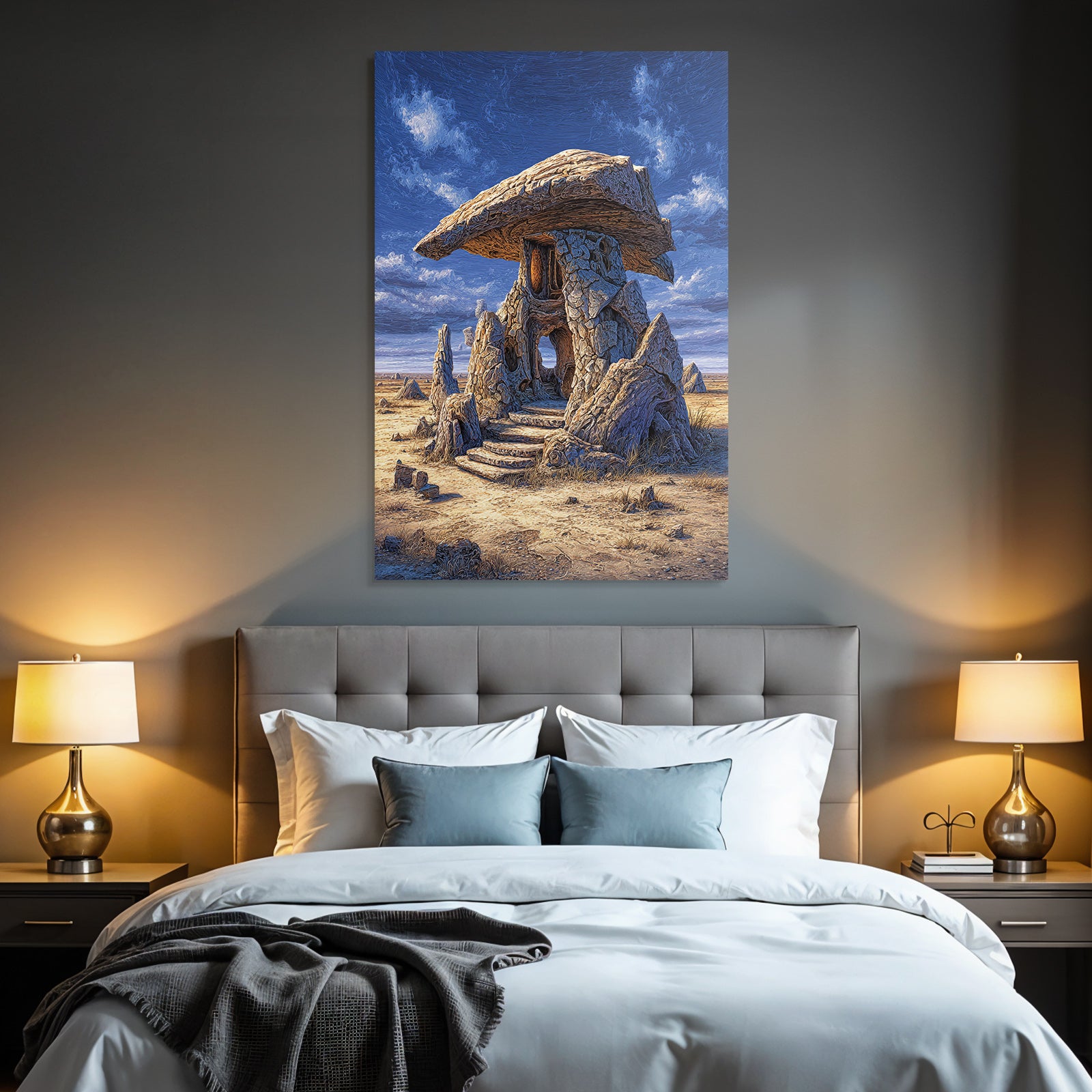 Fantastisch Surreal Fantastischer Felsentempel Mit Flachem Stein Dach