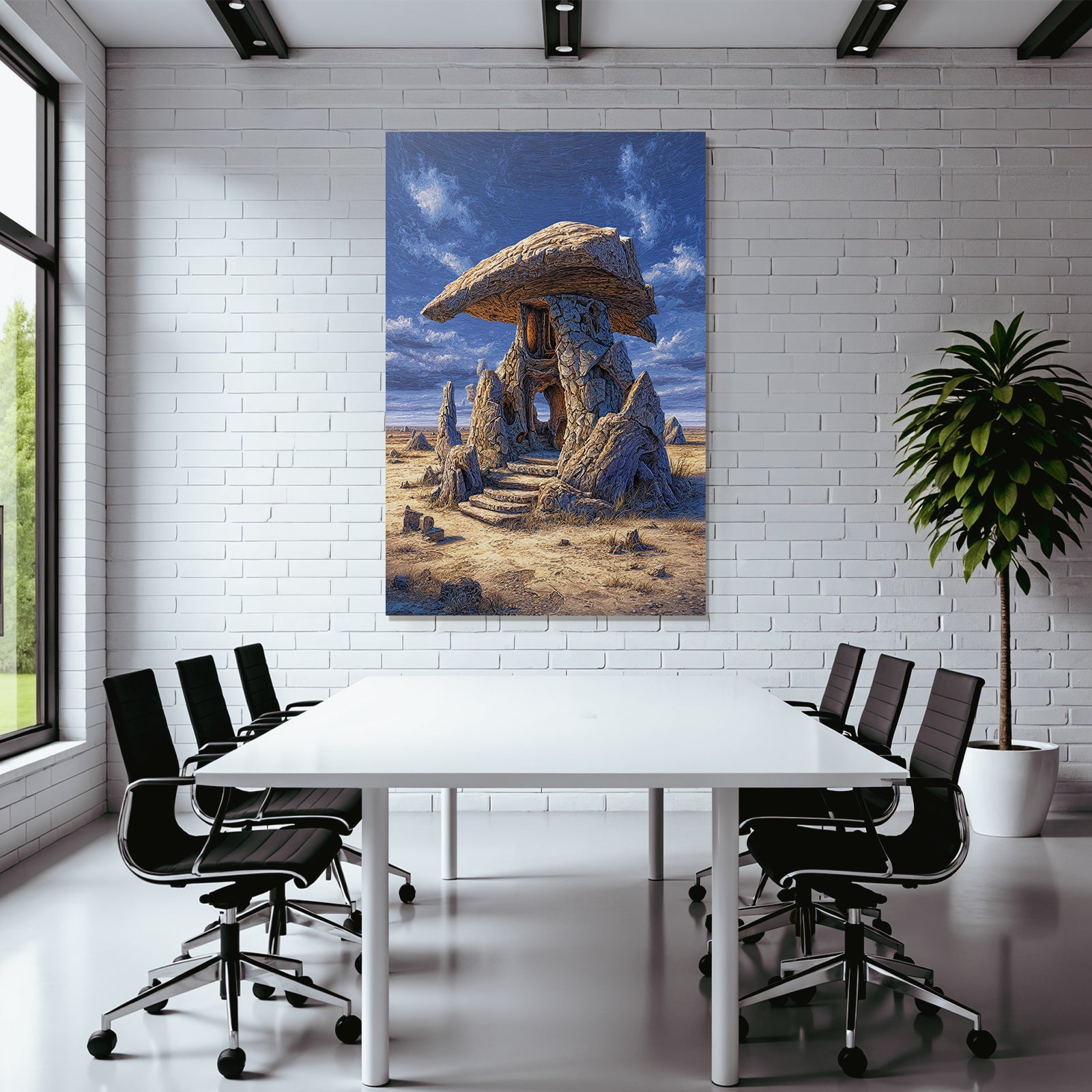 Fantastisch Surreal Fantastischer Felsentempel Mit Flachem Stein Dach