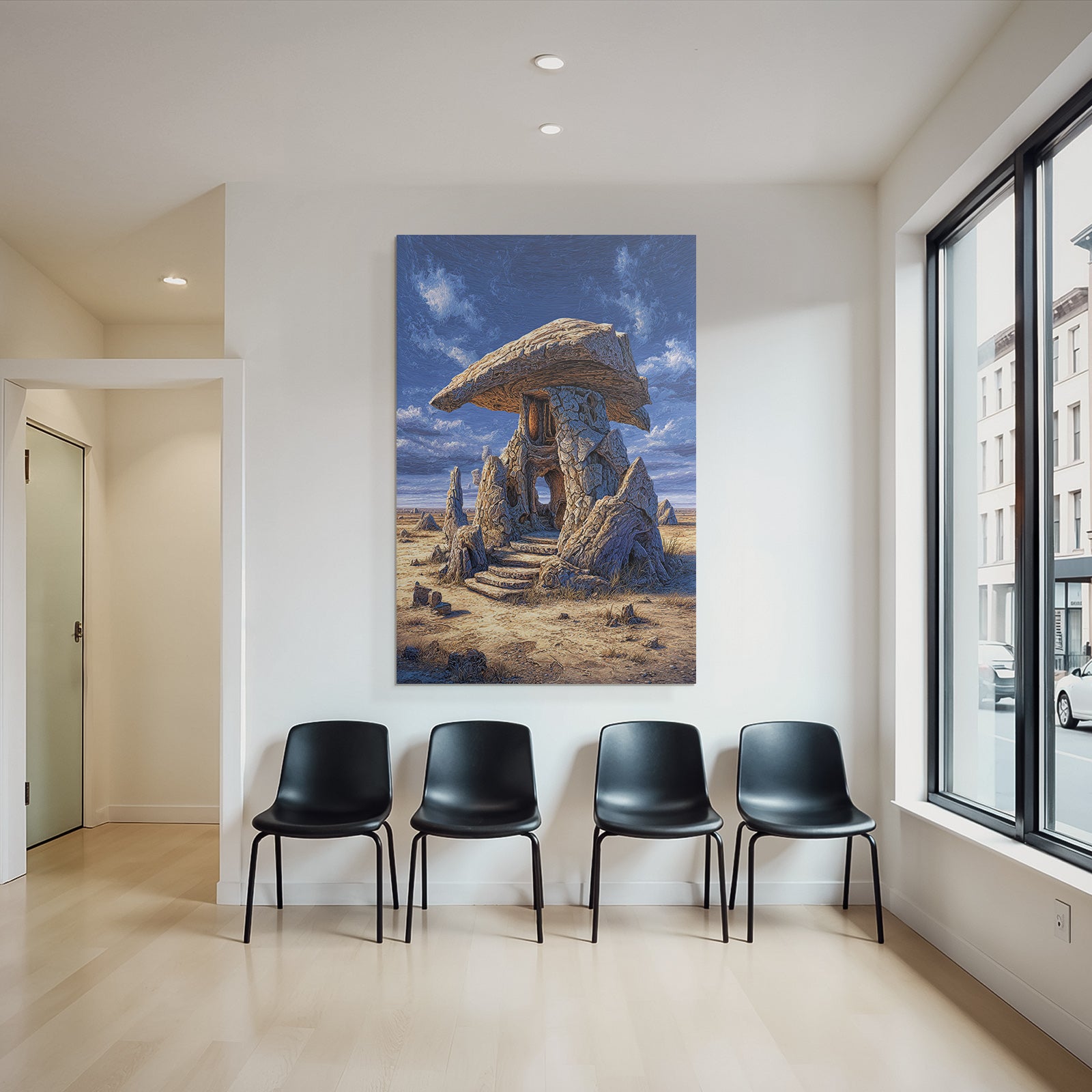Fantastisch Surreal Fantastischer Felsentempel Mit Flachem Stein Dach