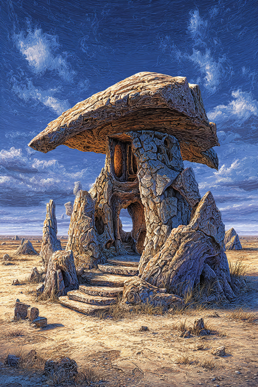 Fantastisch Surreal Fantastischer Felsentempel Mit Flachem Stein Dach | Fantastisch und Surreal | Stilrichtungen