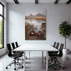 Fantastisch Surreal Idyllische Berglandschaft Mit Muscheln Am Wasser
