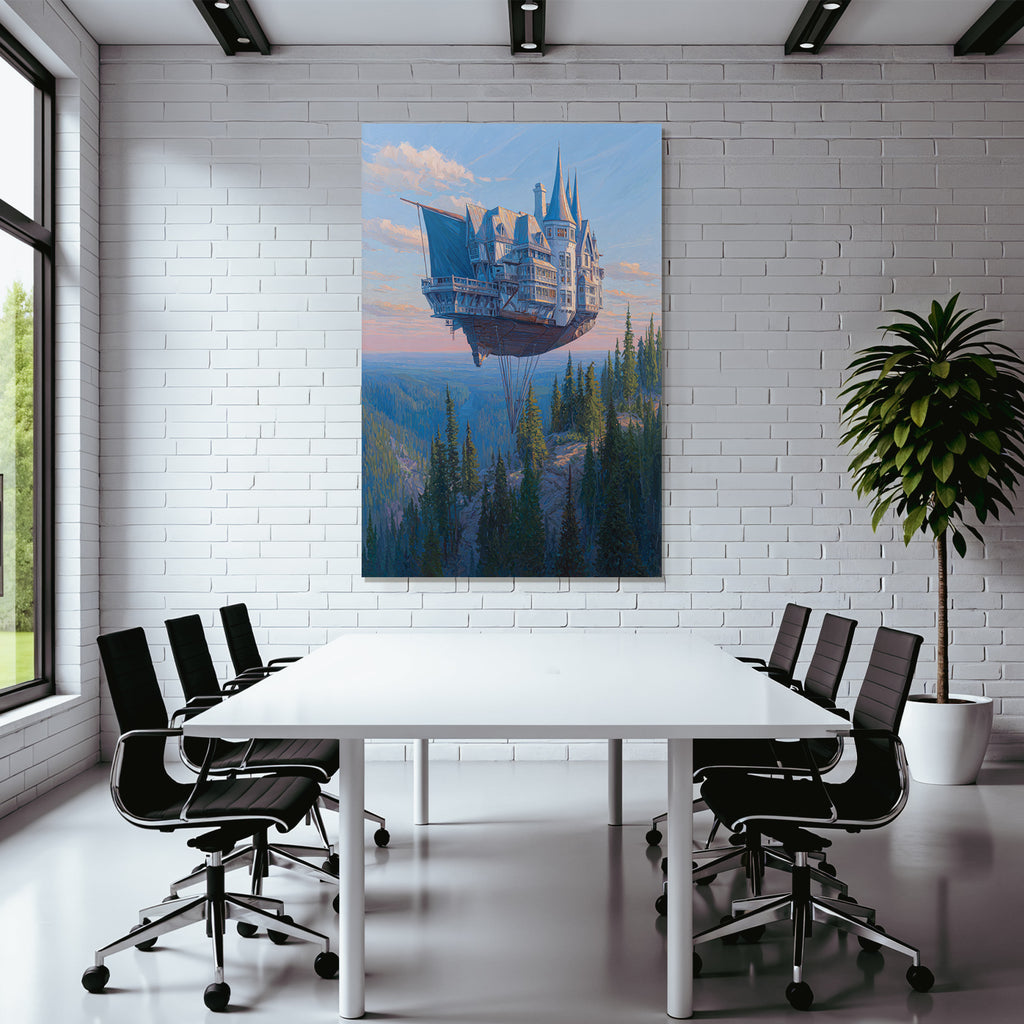 Fantastisch Surreal Schwebendes Fantastisches Schloss Über Dem Bergwald