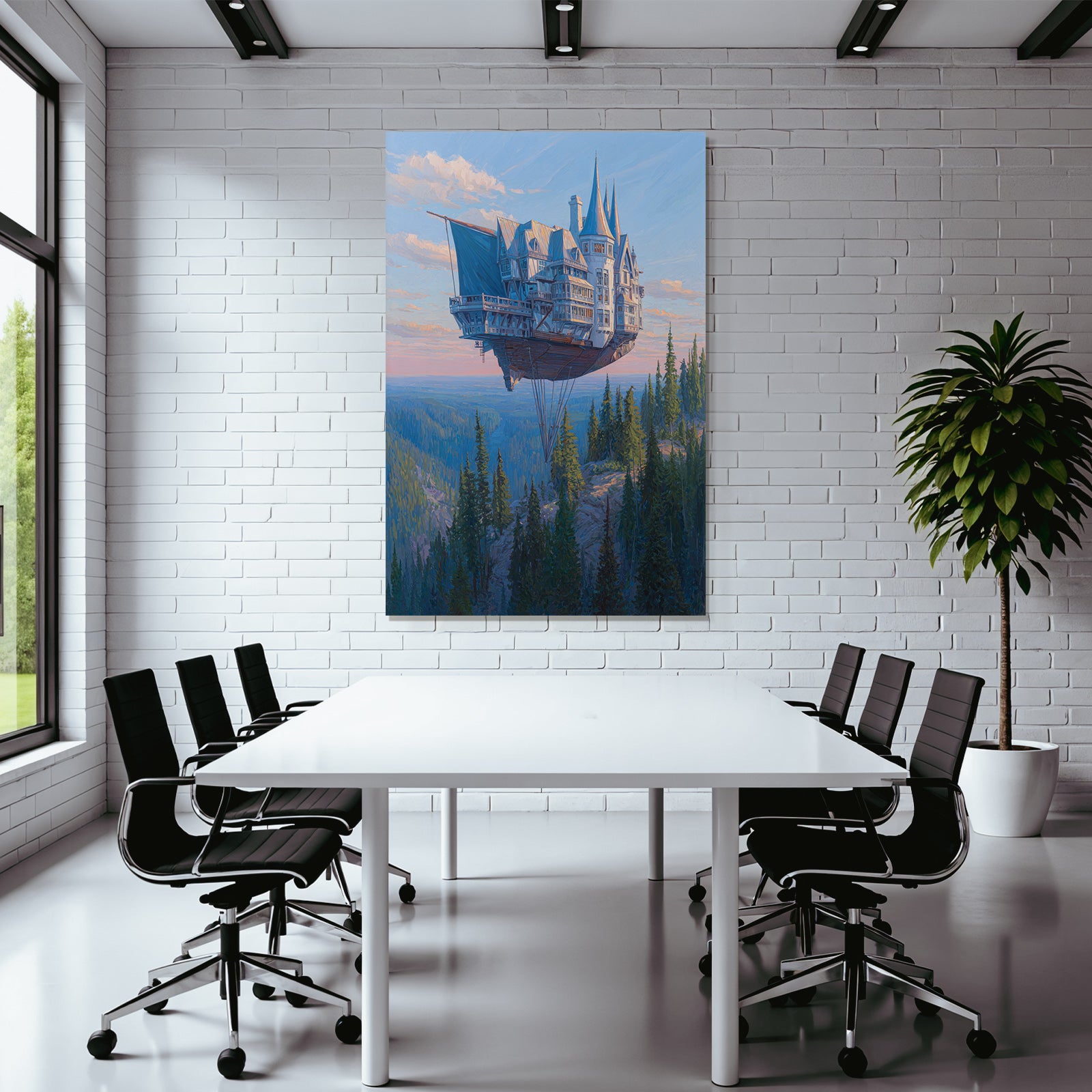 Fantastisch Surreal Schwebendes Fantastisches Schloss Über Dem Bergwald