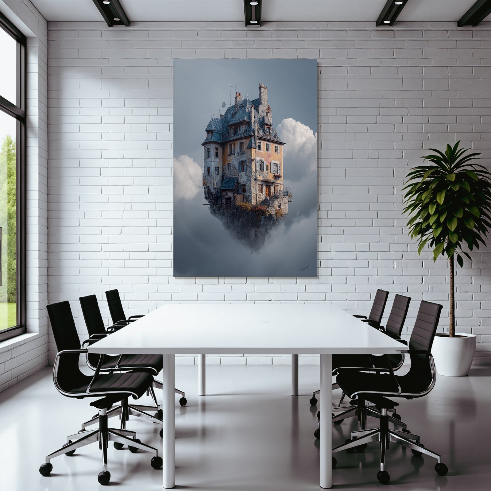 Fantastisch Surreal Schwebendes Verschnörkeltes Haus In Den Wolken