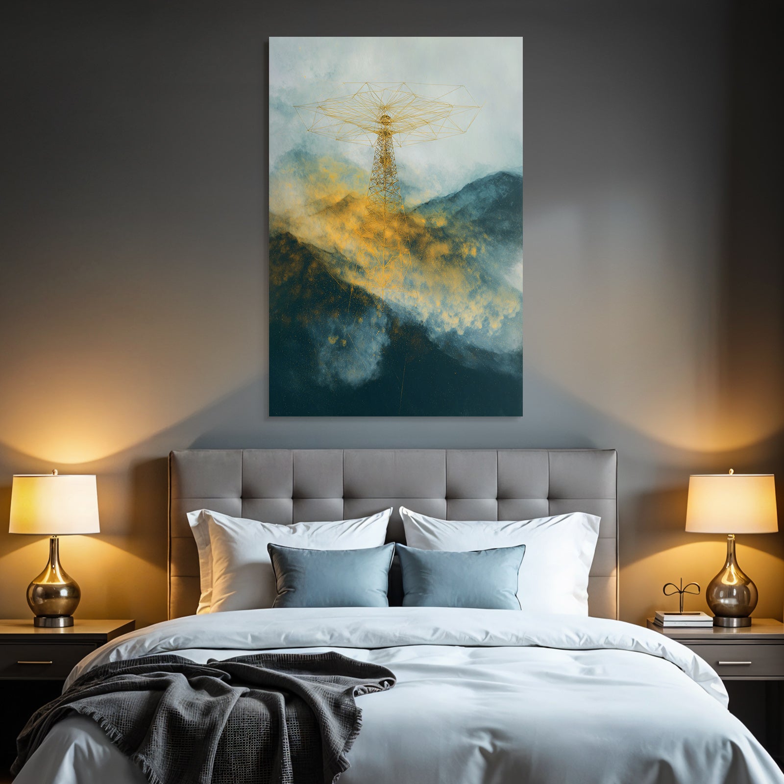 Fantastisch Surreal Sendeturm In Abstrakter Berglandschaft