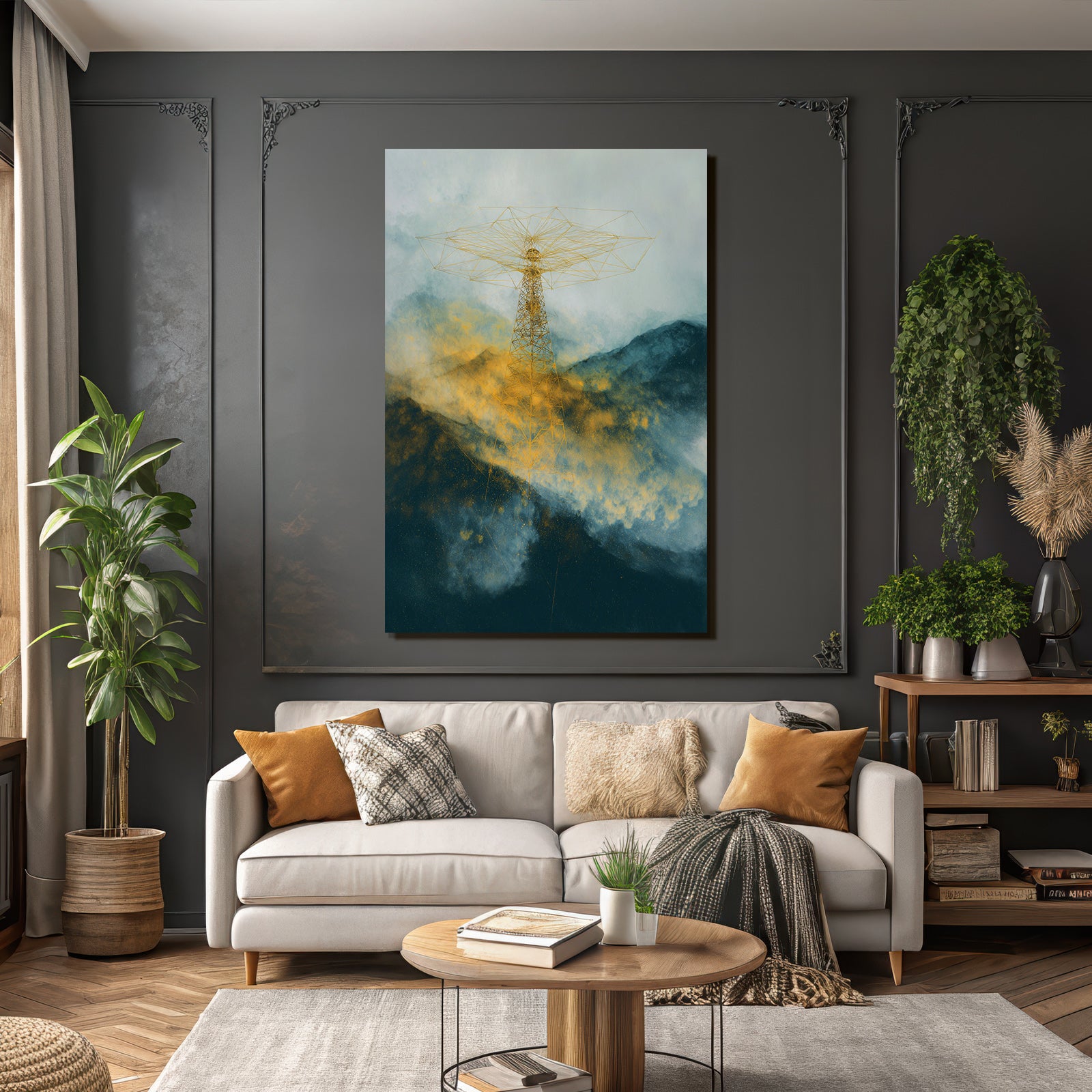 Fantastisch Surreal Sendeturm In Abstrakter Berglandschaft