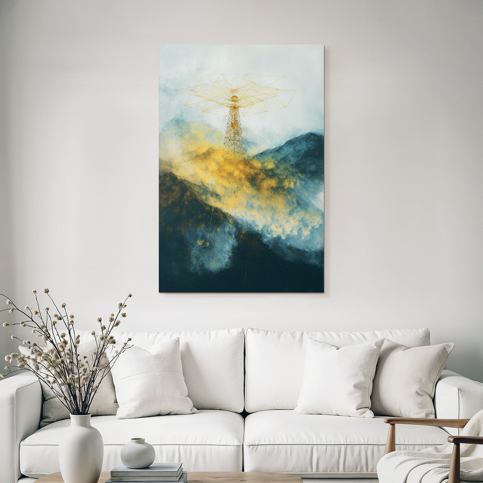 Fantastisch Surreal Sendeturm In Abstrakter Berglandschaft