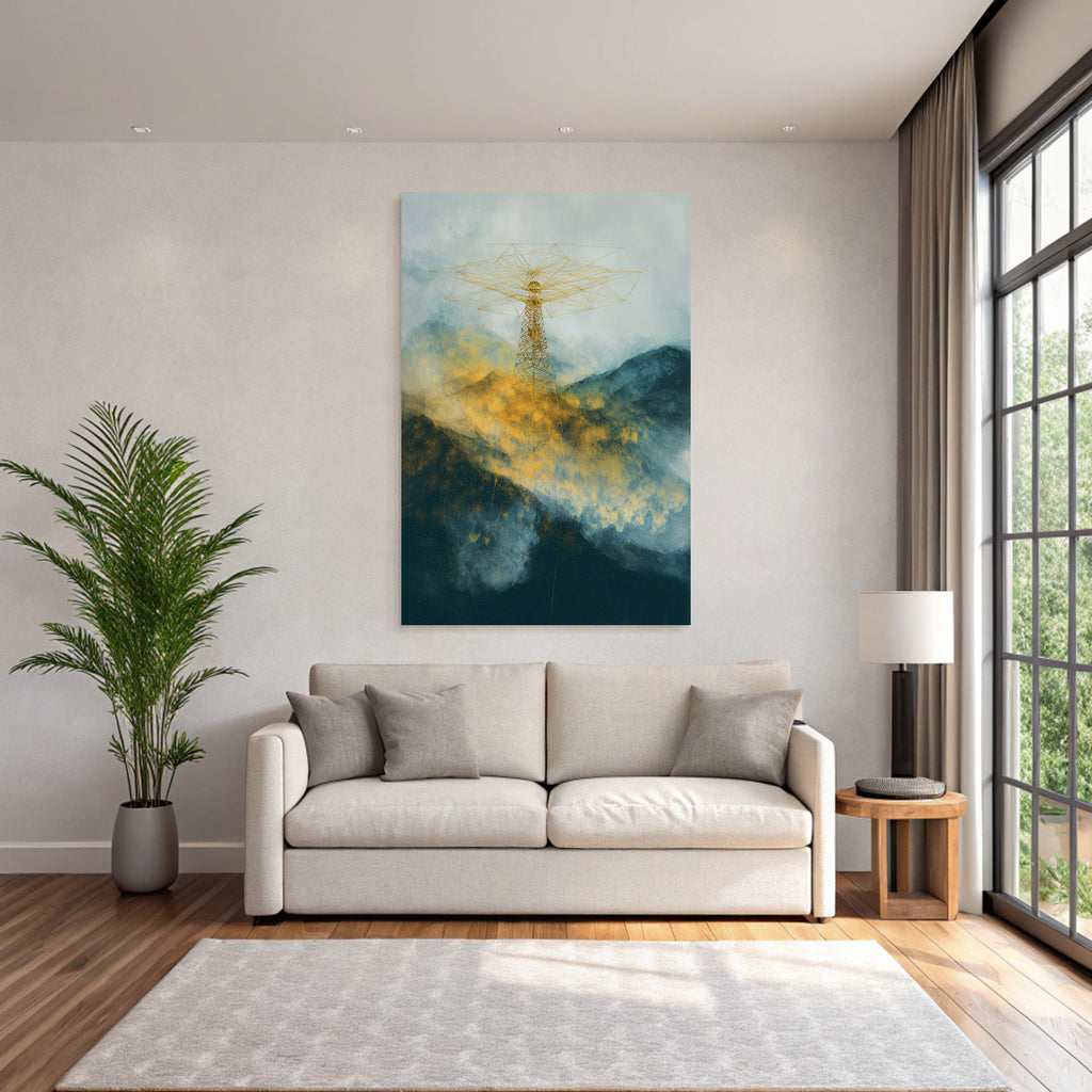 Fantastisch Surreal Sendeturm In Abstrakter Berglandschaft