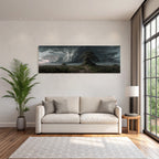 Fantastisch Surreal Dramatische Landschaft Mit Knorrigem Baum Am Moorpfad