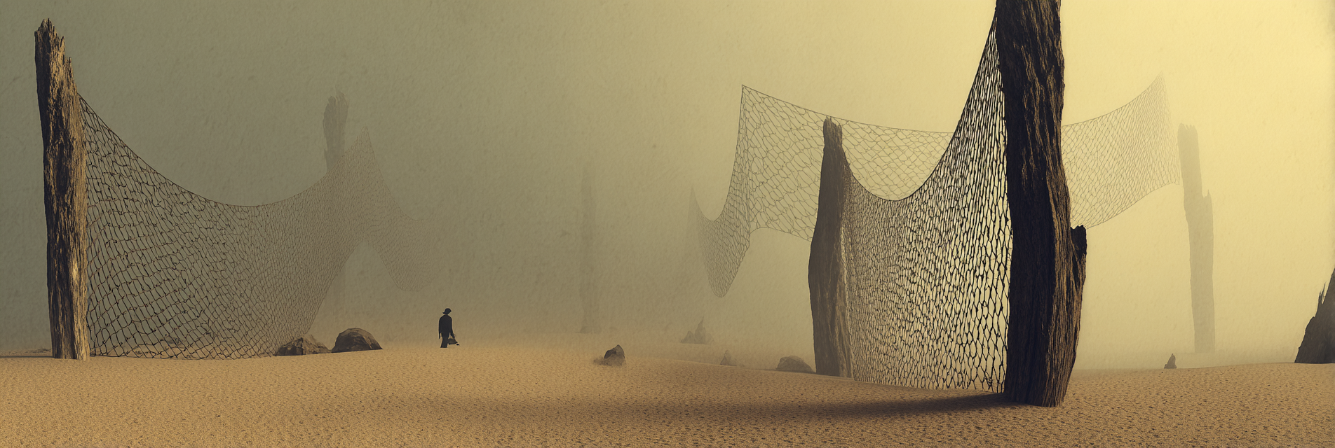 Fantastisch Surreal Einsamer Wanderer In Surrealer Traumwüstenlandschaft | Fantastisch und Surreal | Stilrichtungen