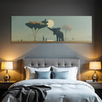 Fantastisch Surreal Elefant Und Figur Unter Zauberhaftem Mondschein