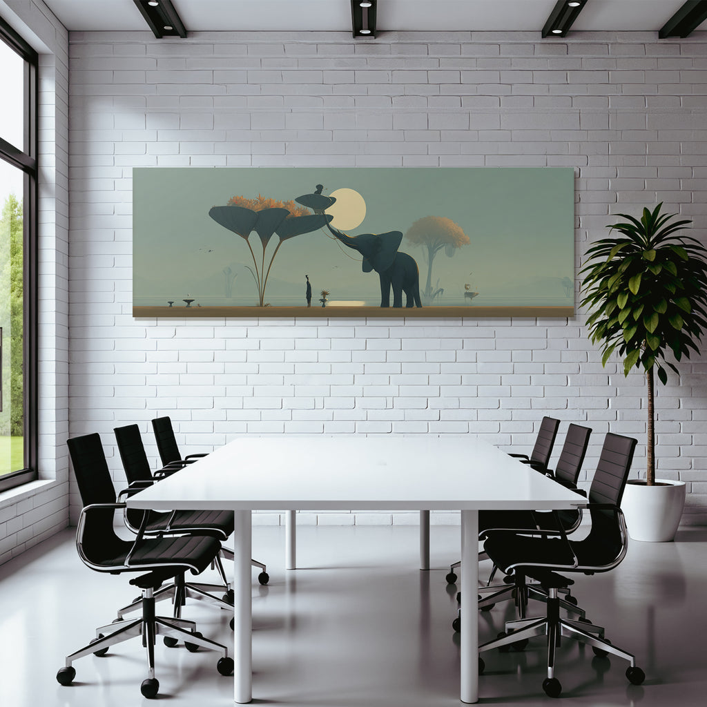 Fantastisch Surreal Elefant Und Figur Unter Zauberhaftem Mondschein