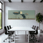 Fantastisch Surreal Elefant Und Figur Unter Zauberhaftem Mondschein