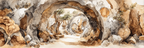 Fantastisch Surreal Felsgrottenlandschaft Im Aquarell Mit Archen Und Baeumen | Fantastisch und Surreal | Stilrichtungen