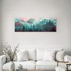 Fantastisch Surreal Mystische Nebelwaldlandschaft Mit Fantastischen Türmen