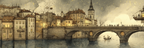 Fantastisch Surreal Traumhafte Stadtansicht Im Steampunk Stil Mit Brücke Und Booten | Fantastisch und Surreal | Stilrichtungen