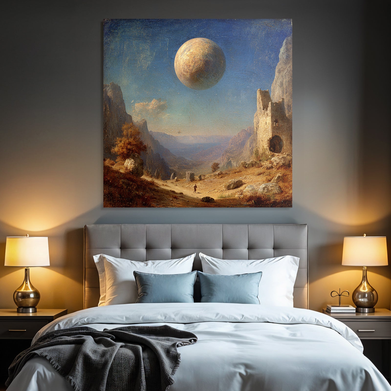 Fantastisch Surreal Abenteürliche Fantastische Landschaft Mit Ruinen