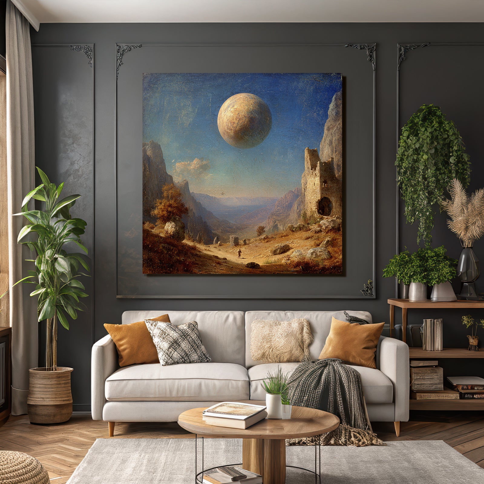 Fantastisch Surreal Abenteürliche Fantastische Landschaft Mit Ruinen