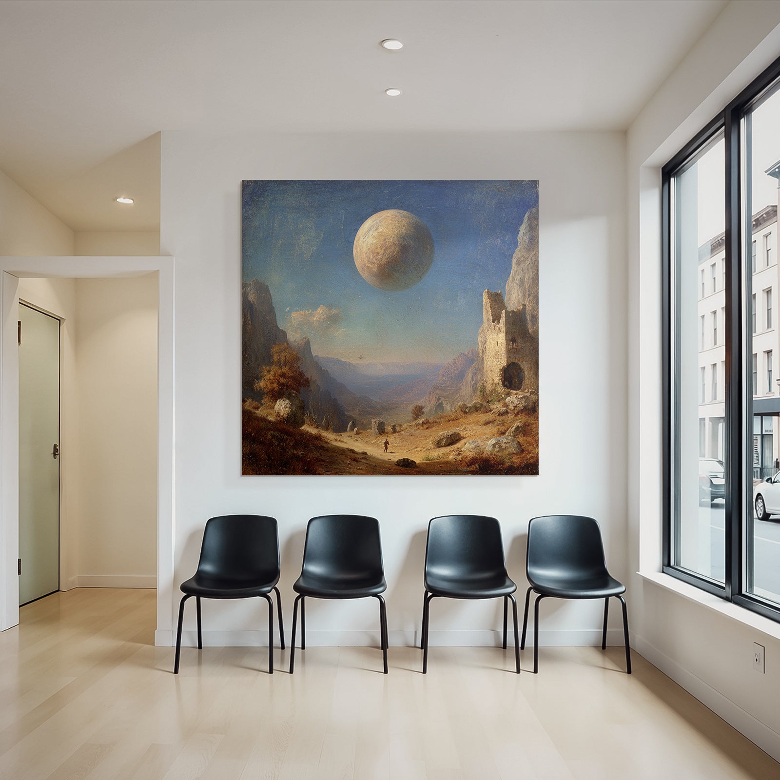Fantastisch Surreal Abenteürliche Fantastische Landschaft Mit Ruinen