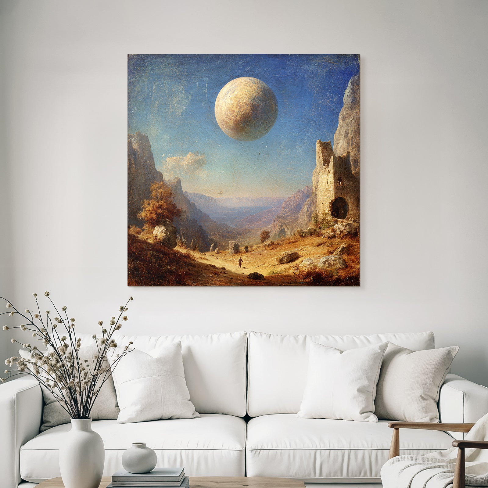 Fantastisch Surreal Abenteürliche Fantastische Landschaft Mit Ruinen