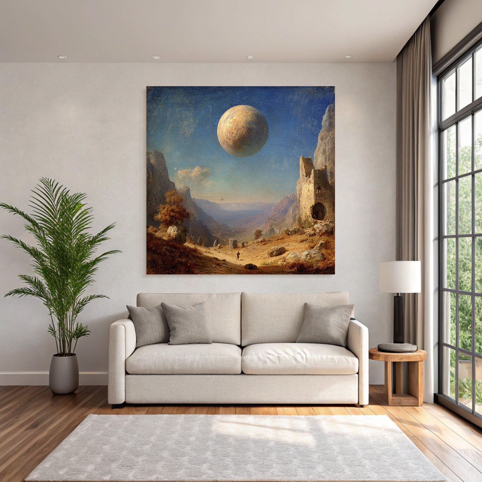 Fantastisch Surreal Abenteürliche Fantastische Landschaft Mit Ruinen